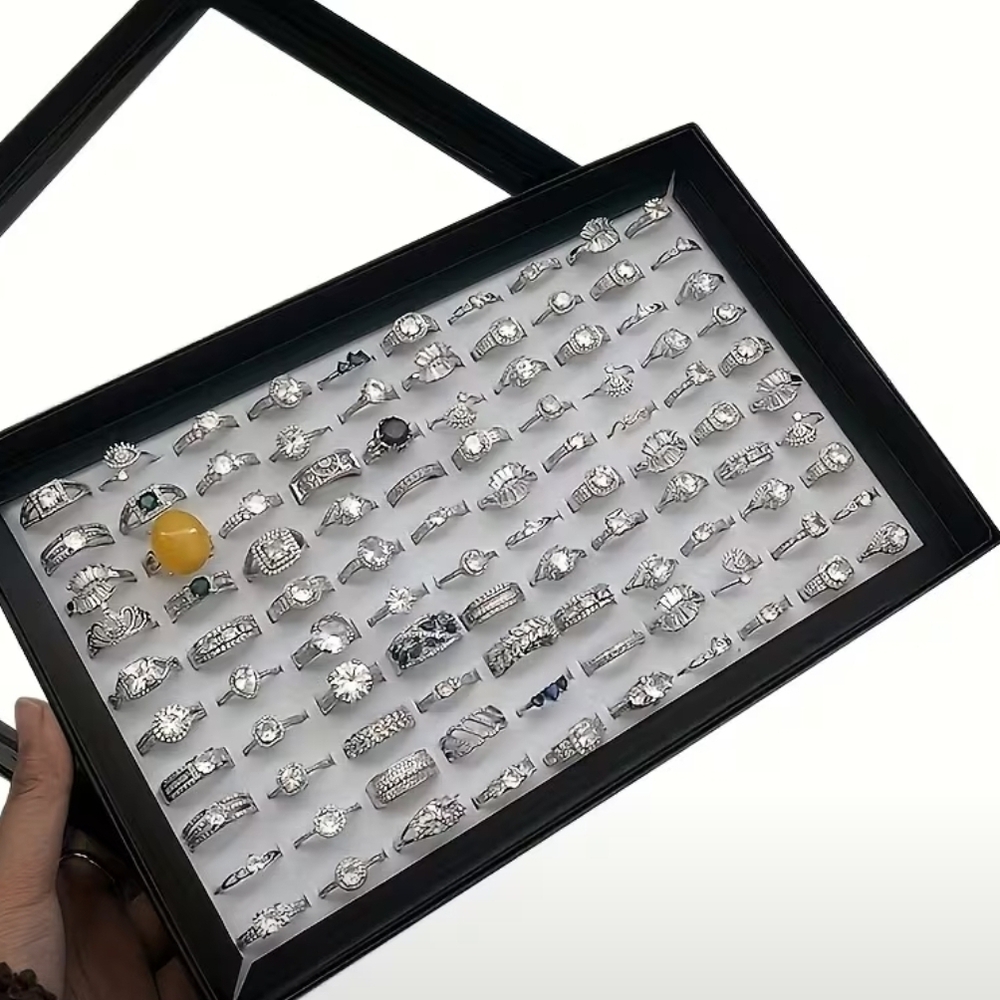 Black Plastic Tabletop Ring Display Case